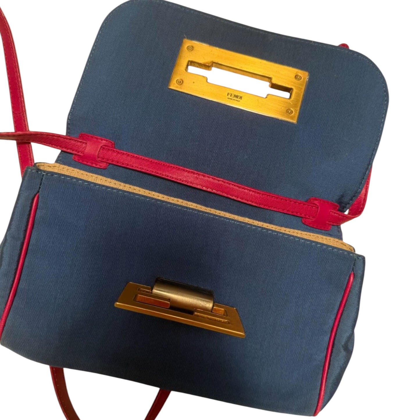 Fendi Blue Canvas Baguette Shoulder Bag