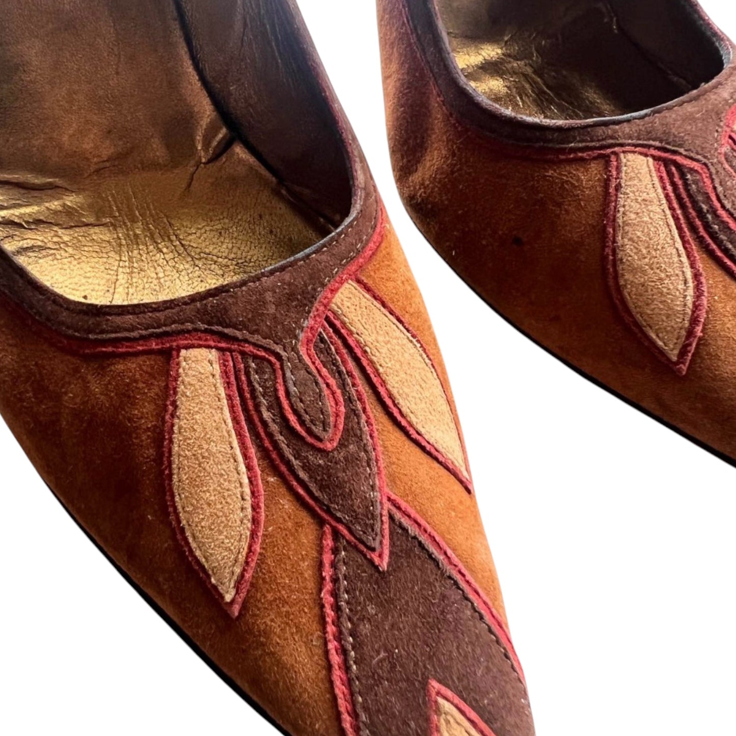 Vintage Dolce & Gabbana Suede Patchwork Pointed-Toe Pumps | Made in Italy