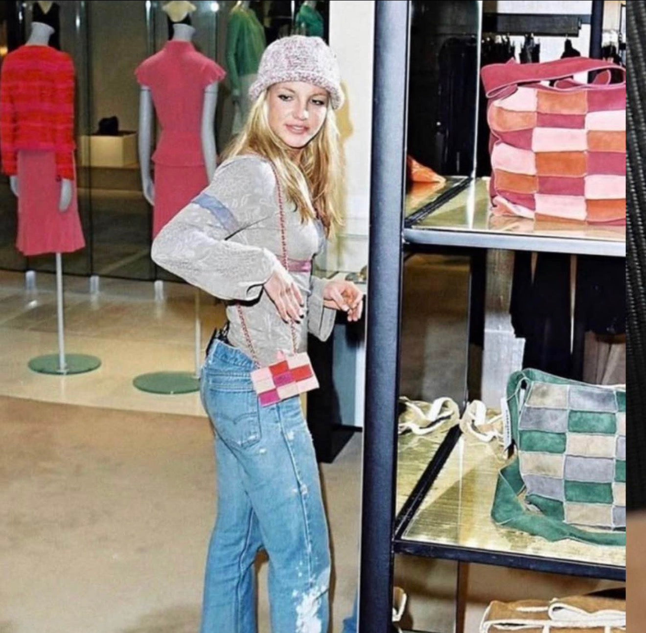 Vintage Chanel Patchwork Suede Mini Chain Bag