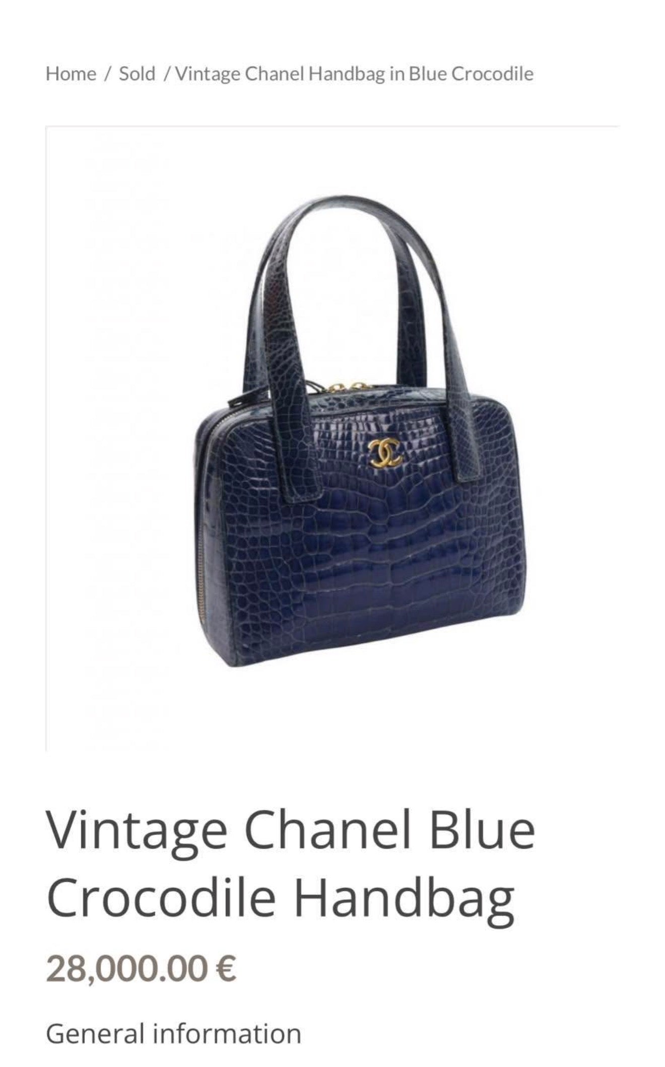 Chanel Blue Crocodile Top Handle Bag