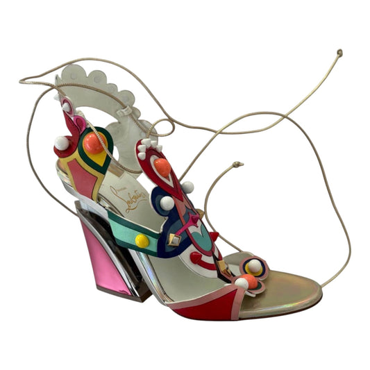 Christian Louboutin Multicolor Studded Lace-Up Wedge Sandals
