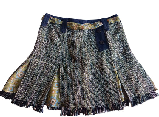 D&G Tweed Mini Skirt with Floral Tie Detail