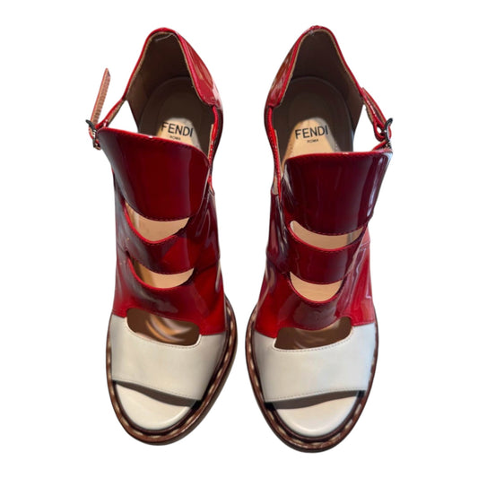 Authentic Fendi Red Patent Leather Cutout Heels