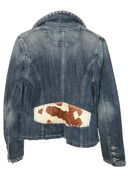Miss Me Denim Jacket w Cowhide Detail