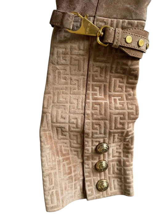 Fendi Monogram Suede Knee-High Boots