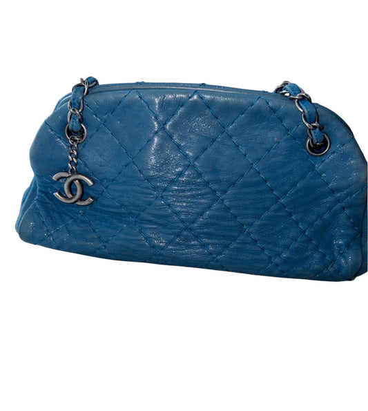 Chanel Blue Mademoiselle Quilted Leather Bag