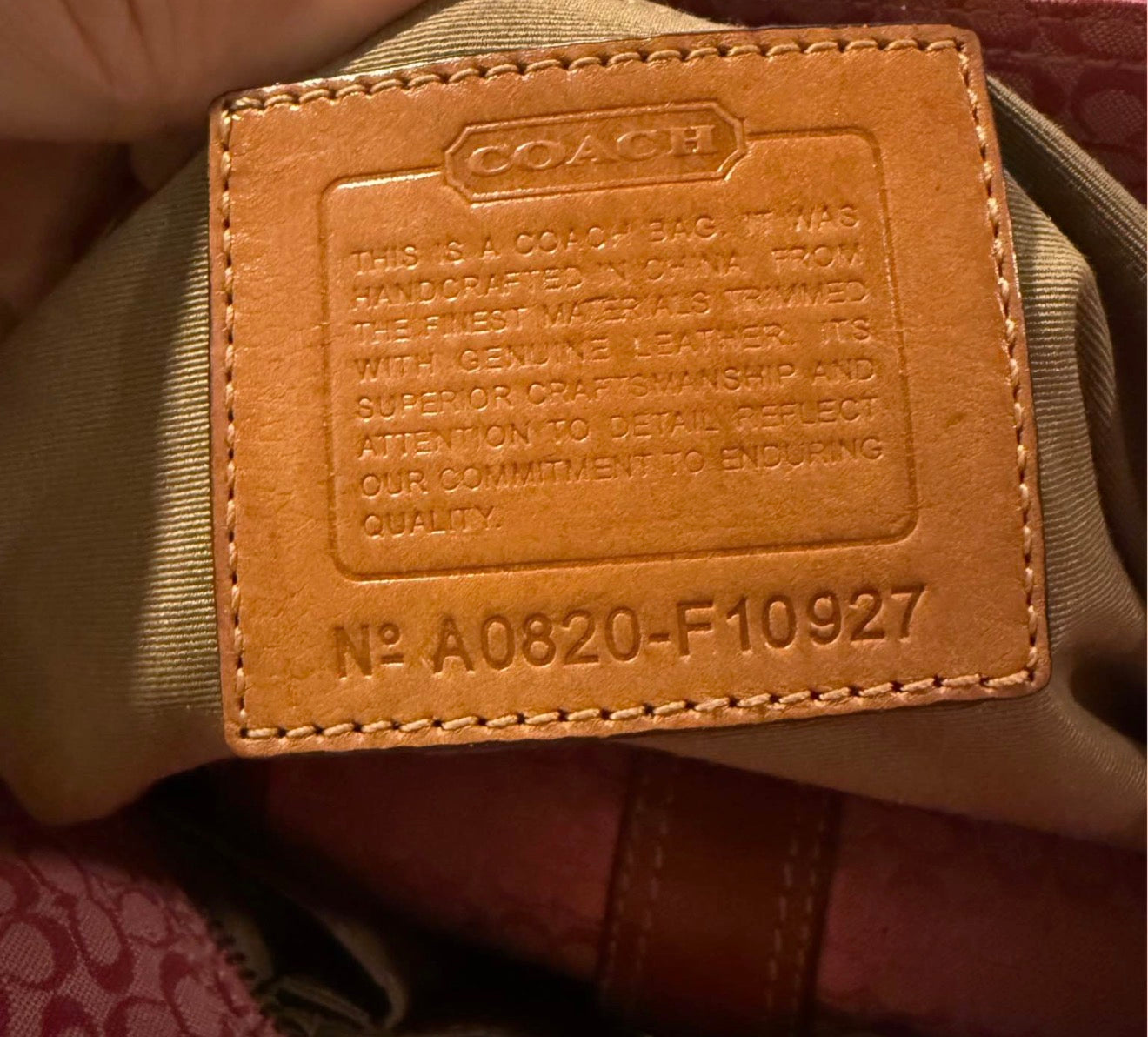 Rare Vintage Coach Soho Pink Signature Canvas Bag – Tan Leather Trim