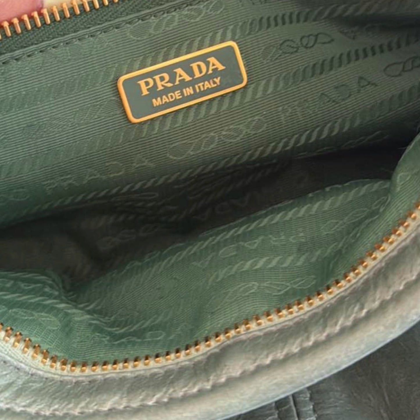 Prada Olive Green Leather Shoulder Tote