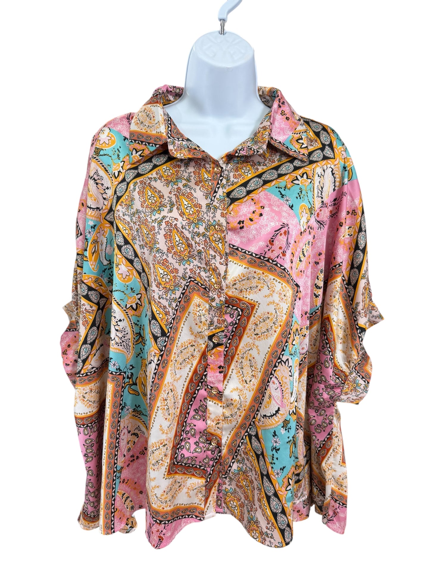 Vintage Moda Exclusives Boho Paisley Blouse – Soft Satin Feel
