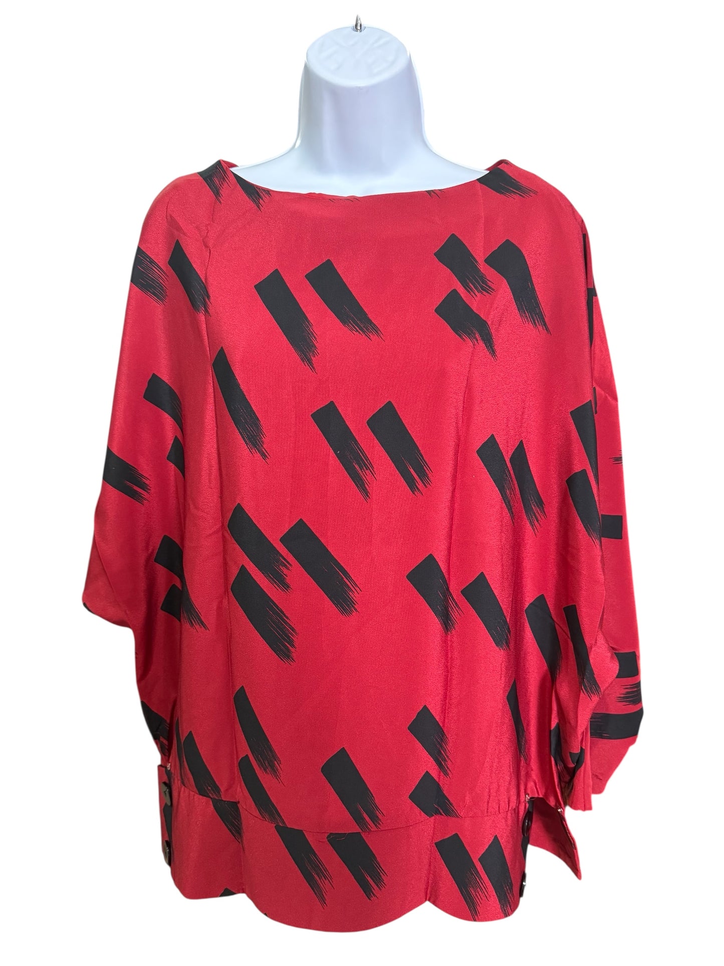 ACT I New York Red & Black Abstract Blouse â 80s Statement Top