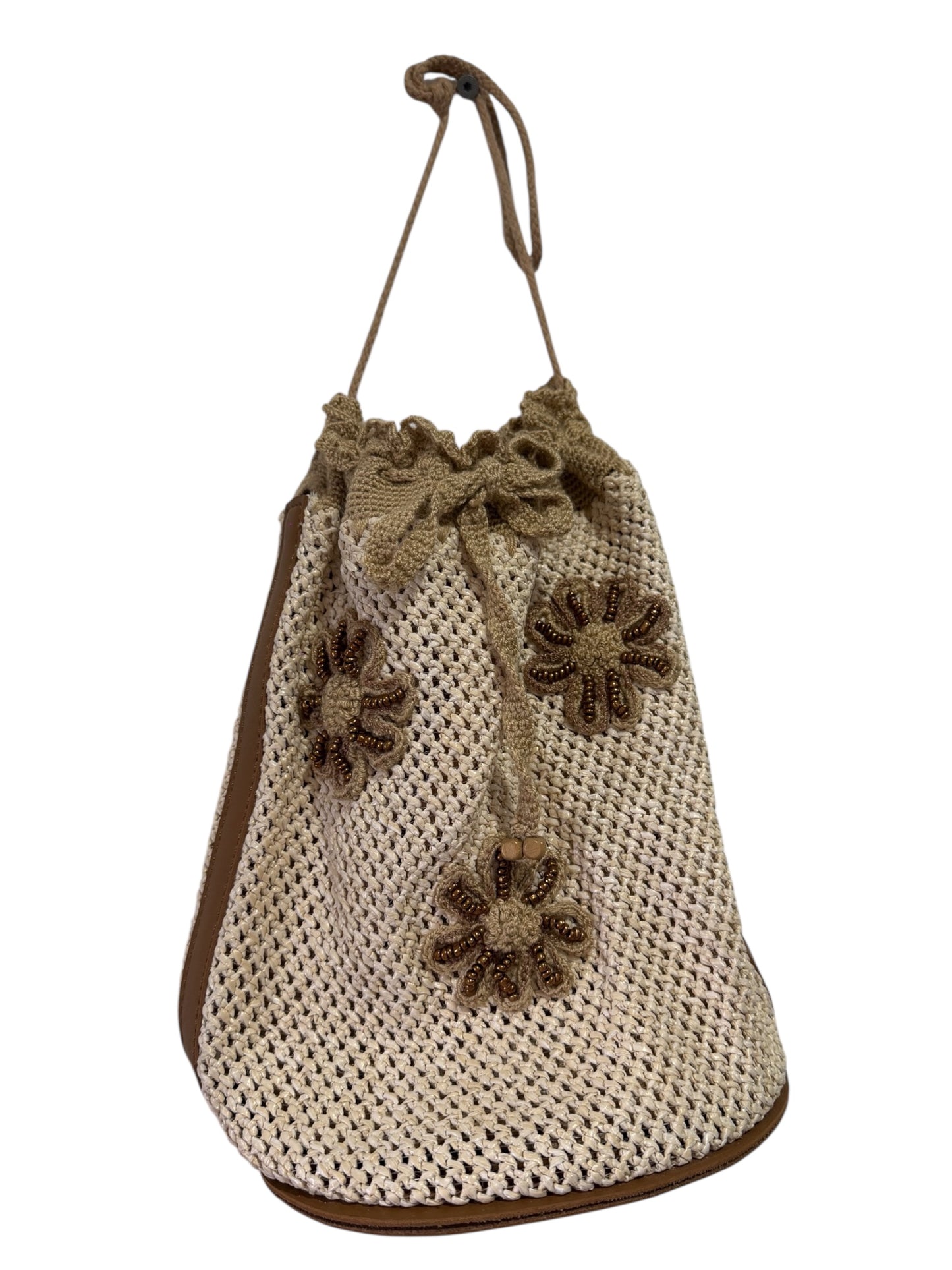 Boho Crochet Drawstring Bucket Bag