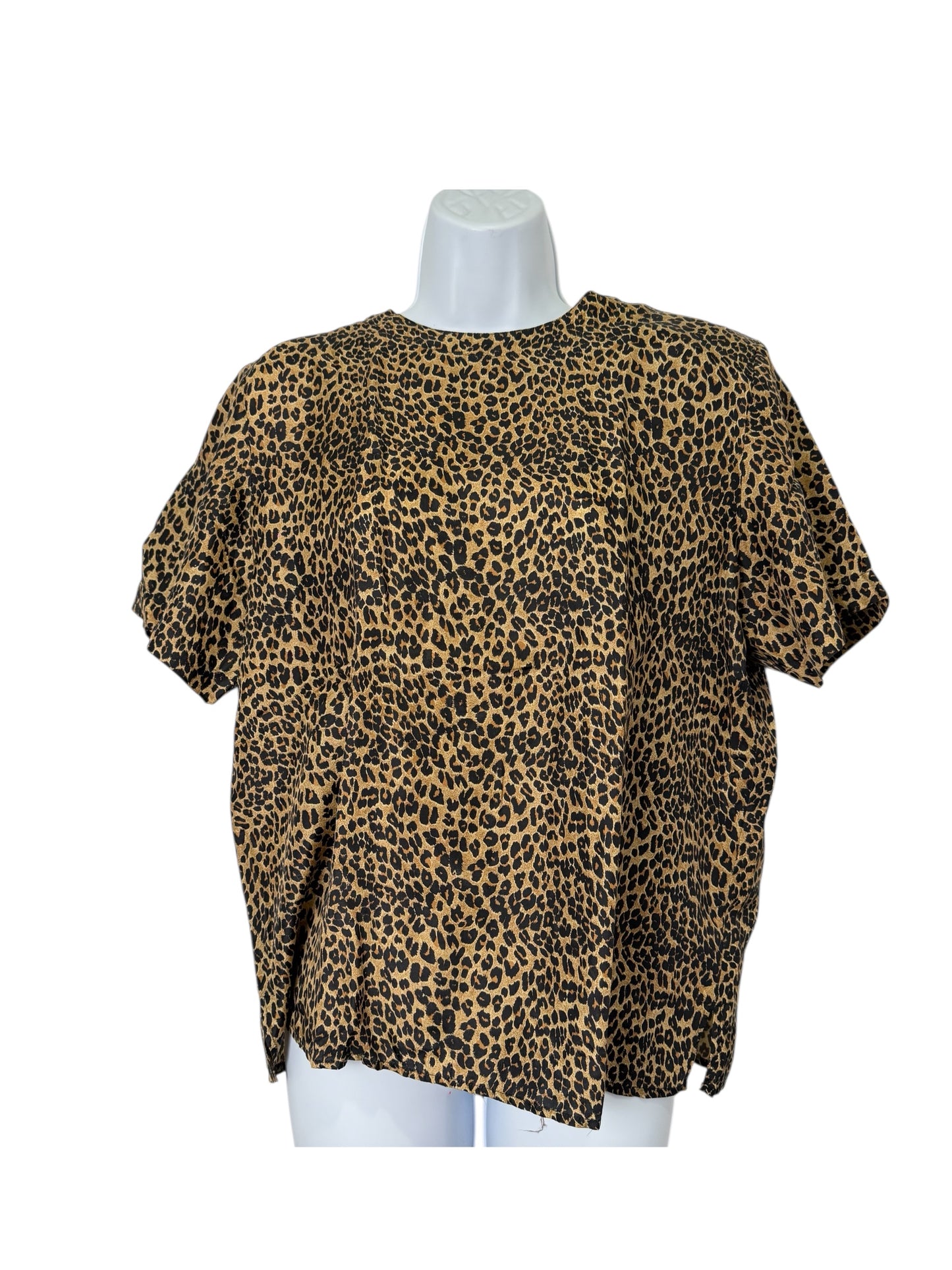 STUNT Petite 100% Silk Leopard Print Blouse