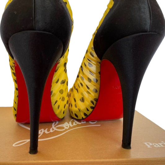 Christian Louboutin Paris Sienne Plato 120 Polka Dot Tulle Peep-Toe Pumps