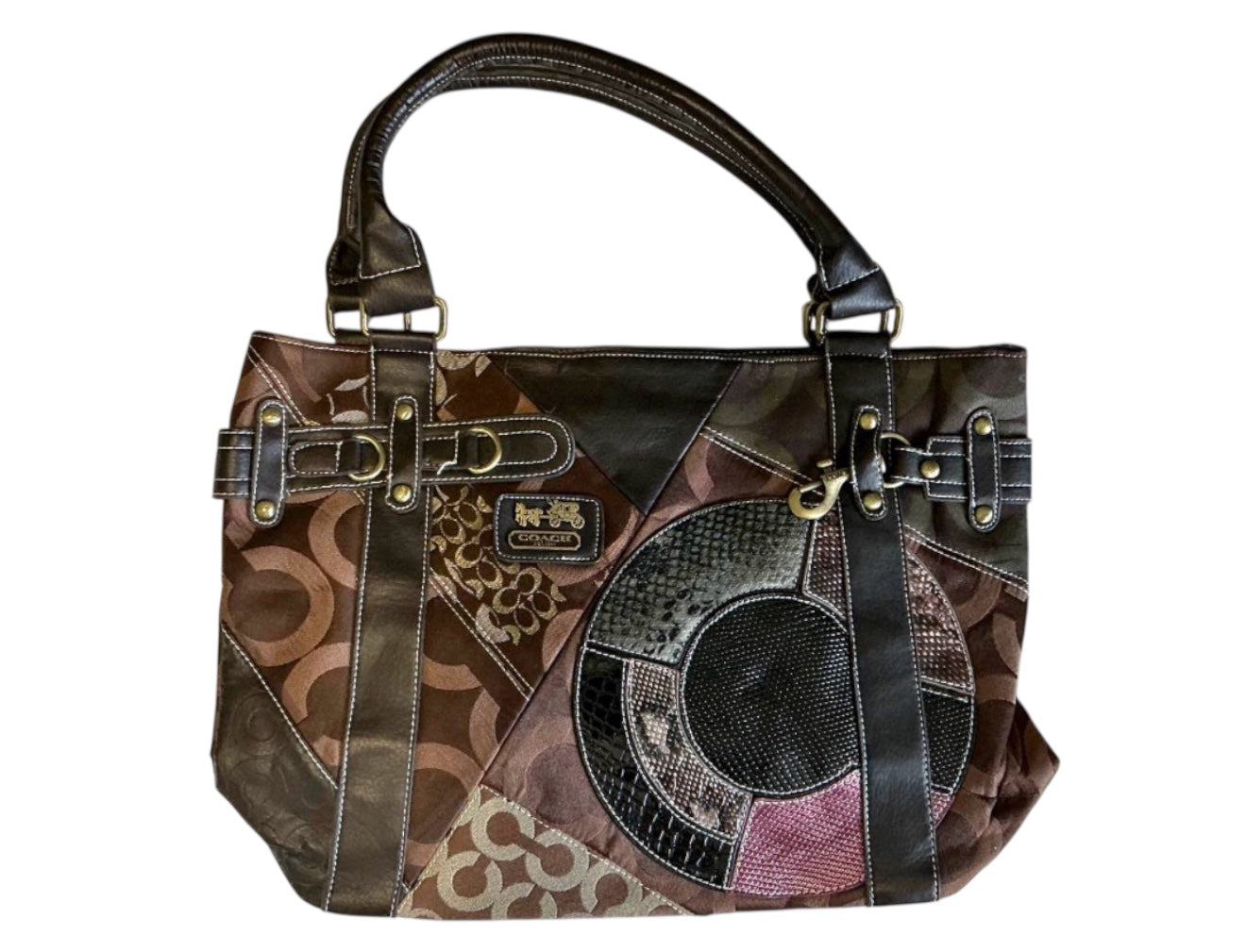 Rare Coach Signature Mosaic Patchwork Gallery Tote