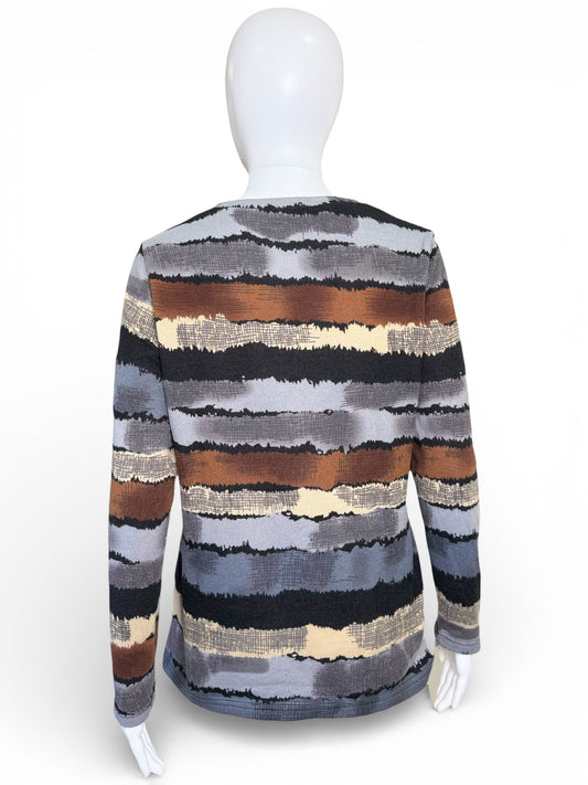 Y2K Cherry Rose Striped Long Sleeve Knit Top