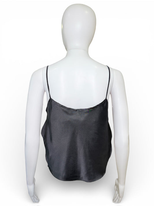 Y2K Black Satin Cami Top