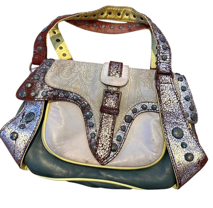 Roberto Cavalli Studded Multi-Leather Boho Handbag