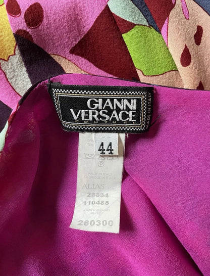 Vintage Gianni Versace 2003 Runway Silk Floral Dress – One Shoulder Cutout