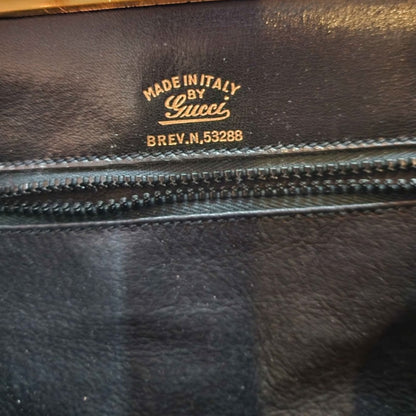 Gucci Snaggle Horsebit Top Handle Leather Bag – Black & Gold Web Stripe Rare 1985