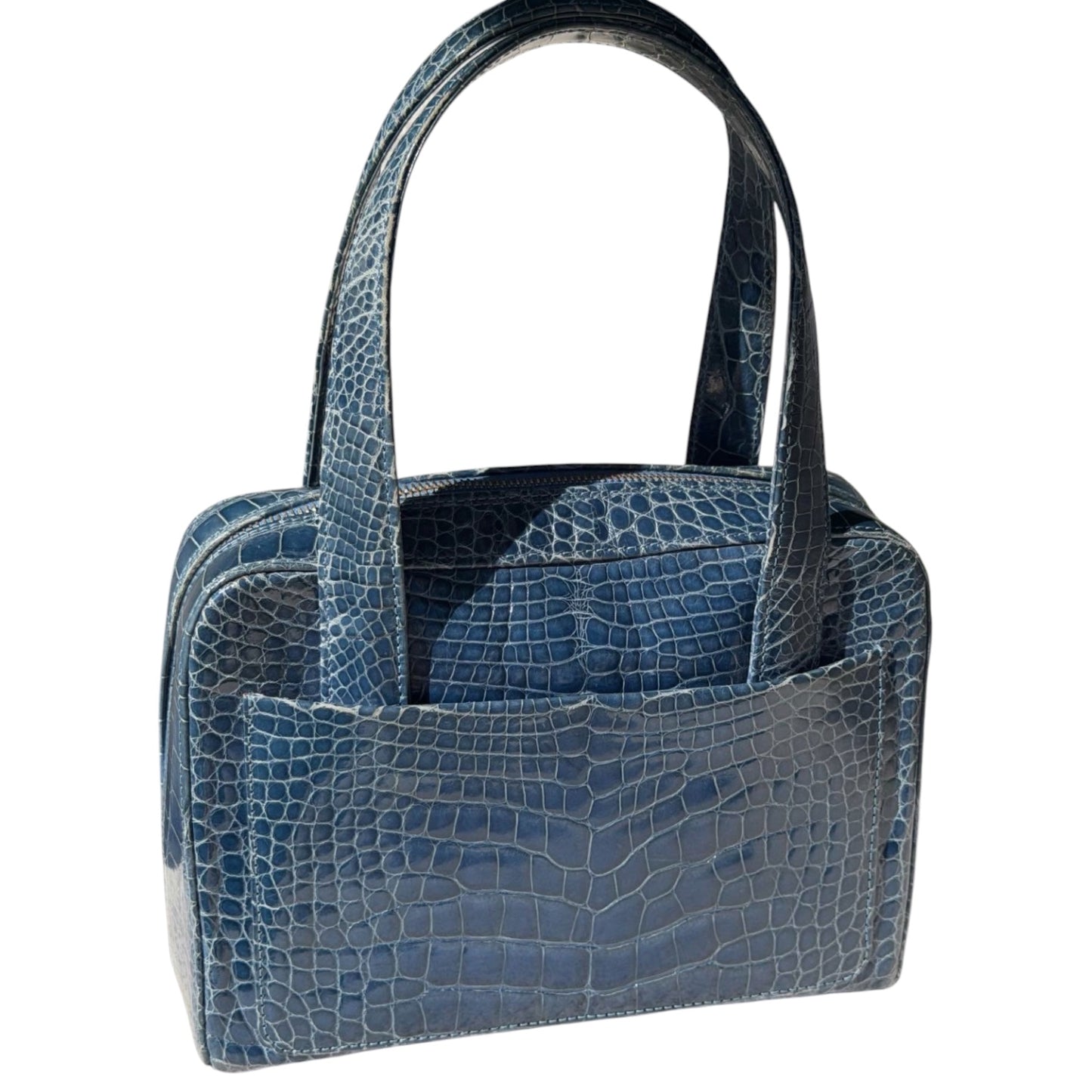 Chanel Blue Crocodile Top Handle Bag