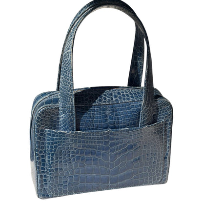 Chanel Blue Crocodile Top Handle Bag