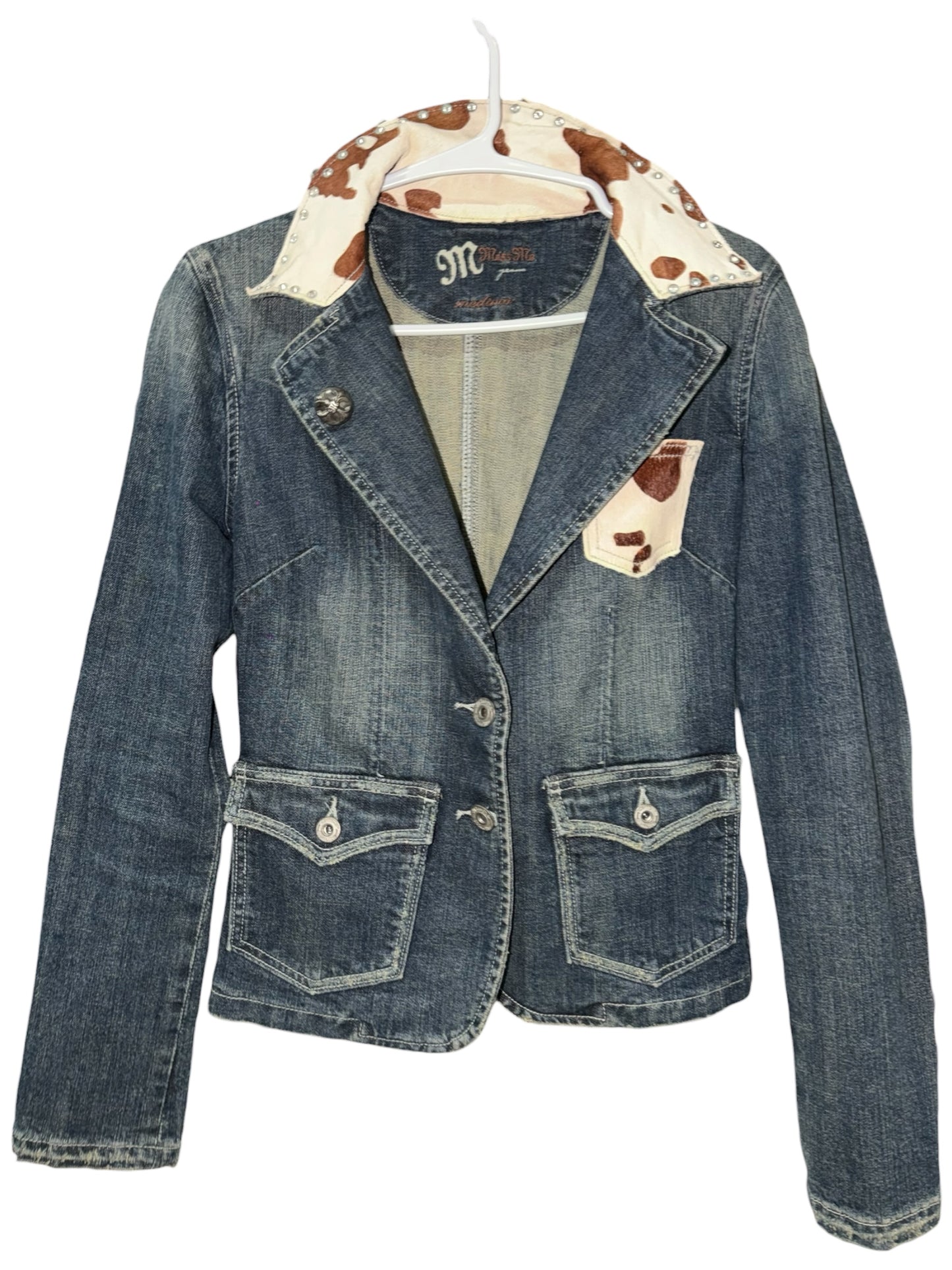 Miss Me Denim Jacket w Cowhide Detail