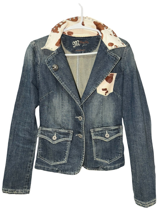 Miss Me Denim Jacket w Cowhide Detail