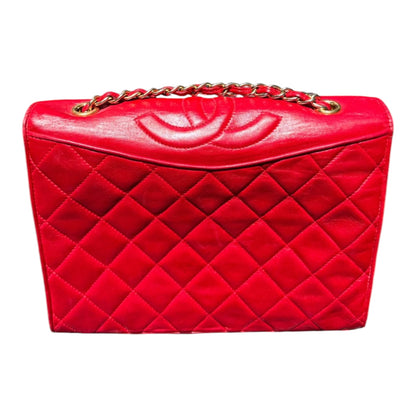 Chanel Red Lambskin Matelassé Double Flap Bag