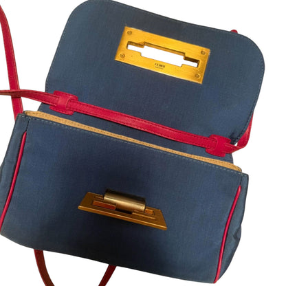 Fendi Blue Canvas Baguette Shoulder Bag