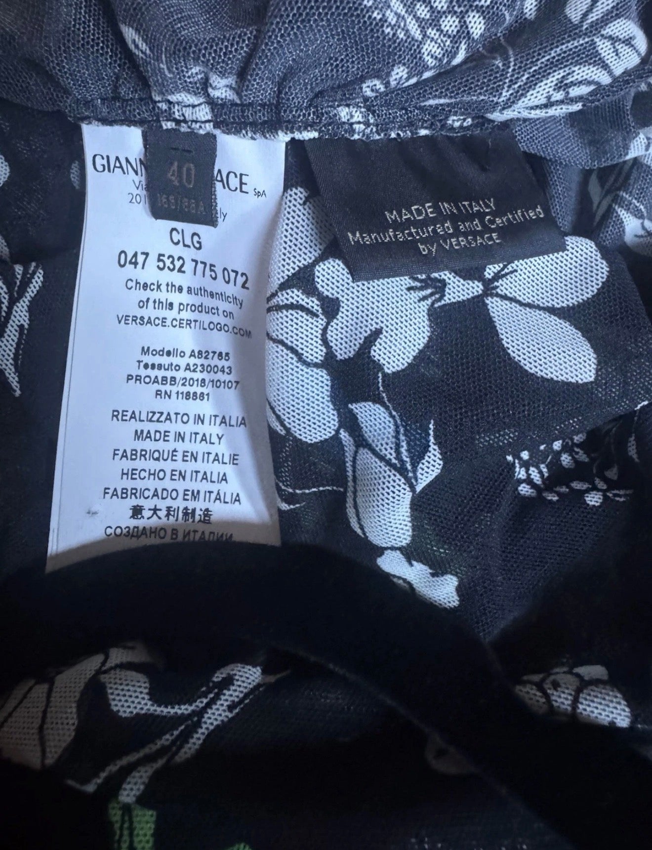 Versace Runway One Shoulder Draped Floral Mesh Dress – Made in Italy