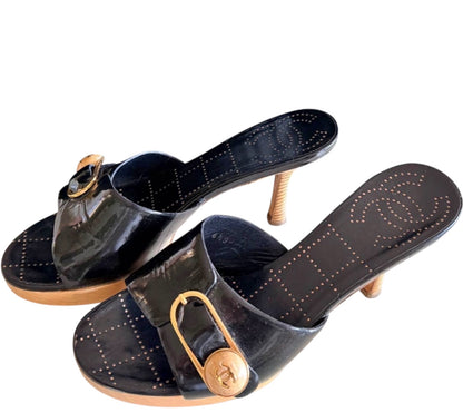 Chanel Interlocking CC Heeled Slides