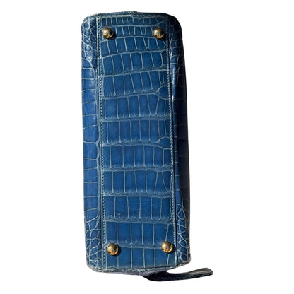 Chanel Blue Crocodile Top Handle Bag