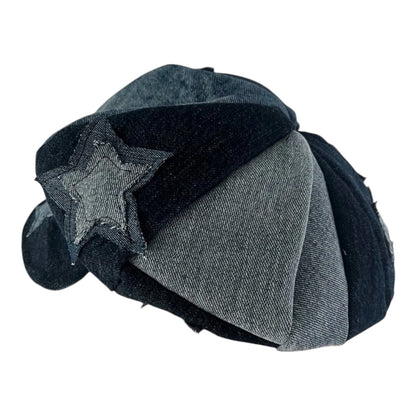 Denim Dolls One-of-One Star Patch Distressed Denim Cap