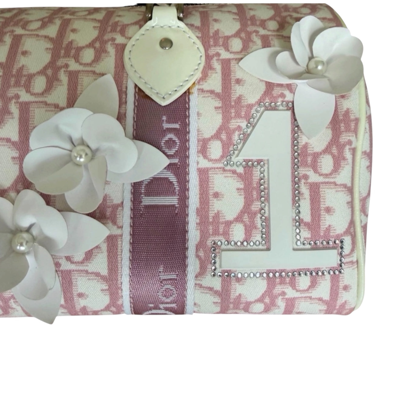Dior Girly Trotter Boston Bag (Pink Floral Appliqué)