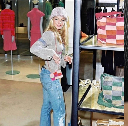 Vintage Chanel Patchwork Suede Mini Chain Bag