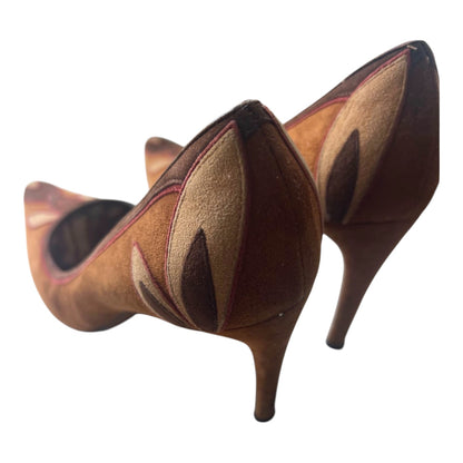 Vintage Dolce & Gabbana Suede Patchwork Pointed-Toe Pumps | Made in Italy