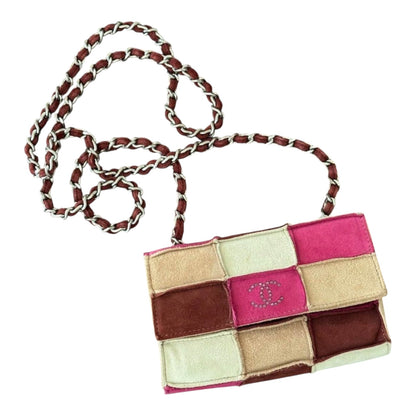Vintage Chanel Patchwork Suede Mini Chain Bag