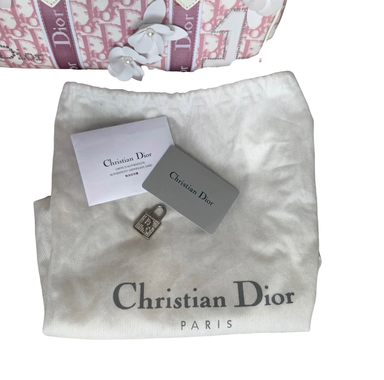 Dior Girly Trotter Boston Bag (Pink Floral Appliqué)