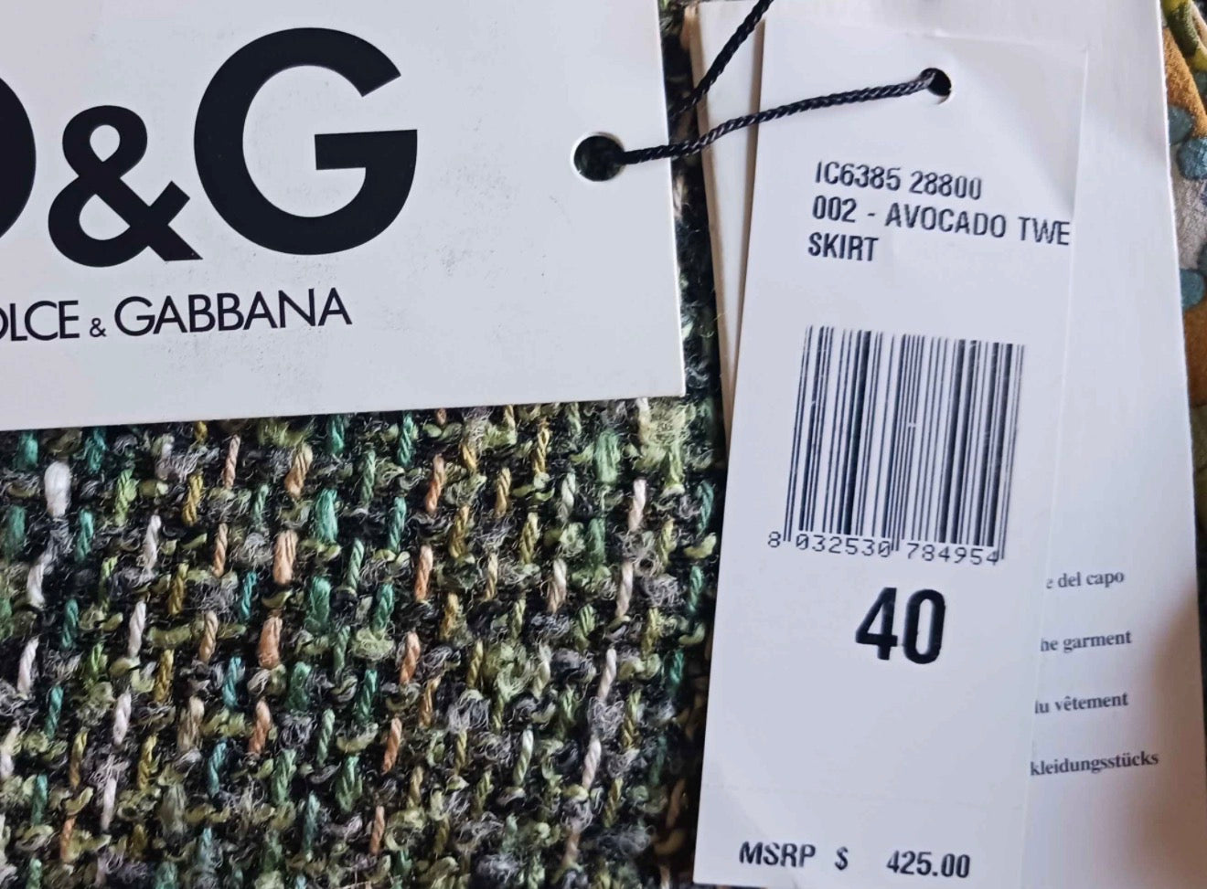 D&G Tweed Mini Skirt with Floral Tie Detail