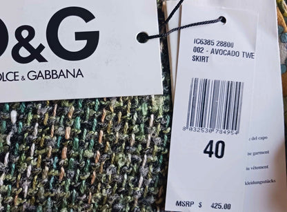 D&G Tweed Mini Skirt with Floral Tie Detail