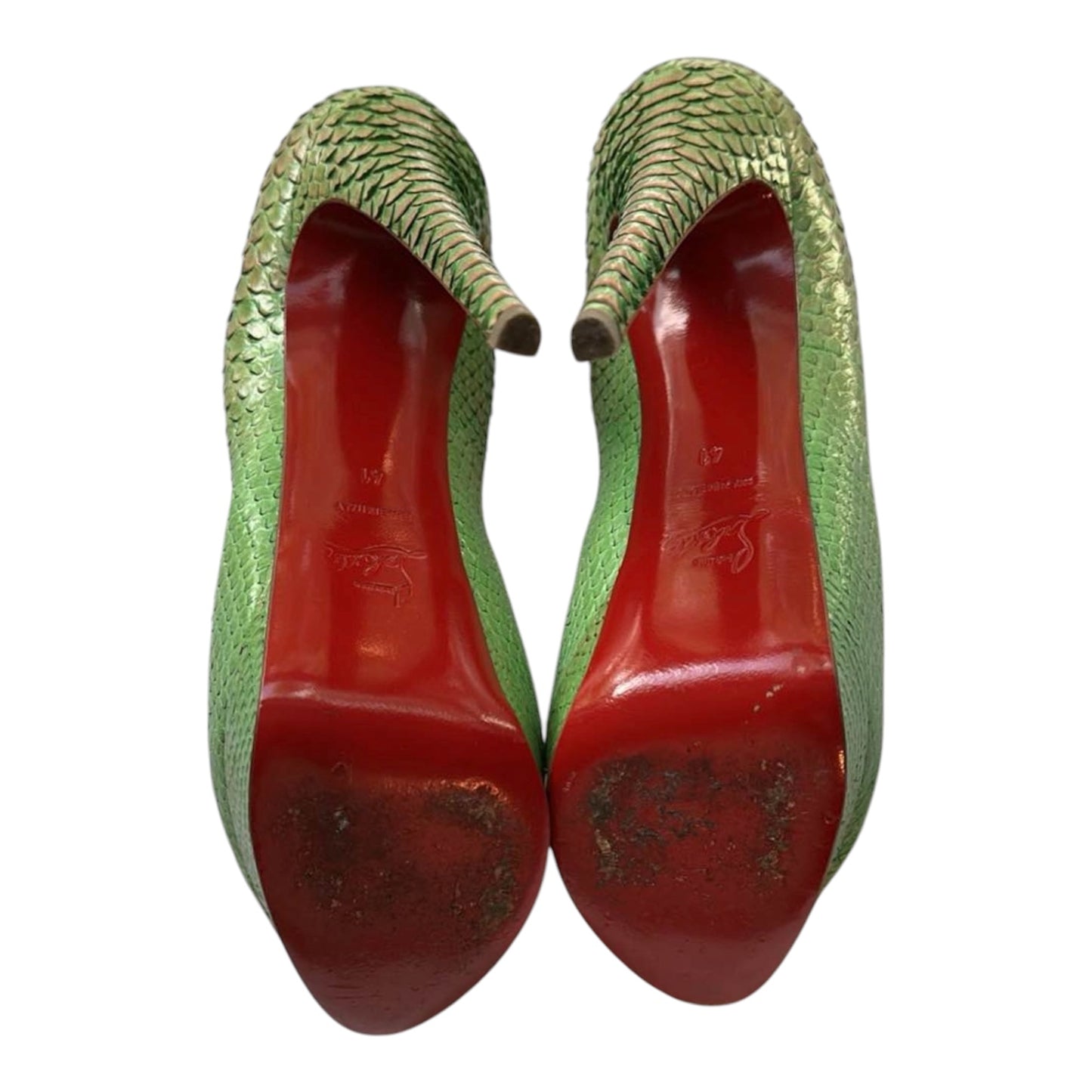 Christian Louboutin Lady Peep Python Pumps | Menthe Green