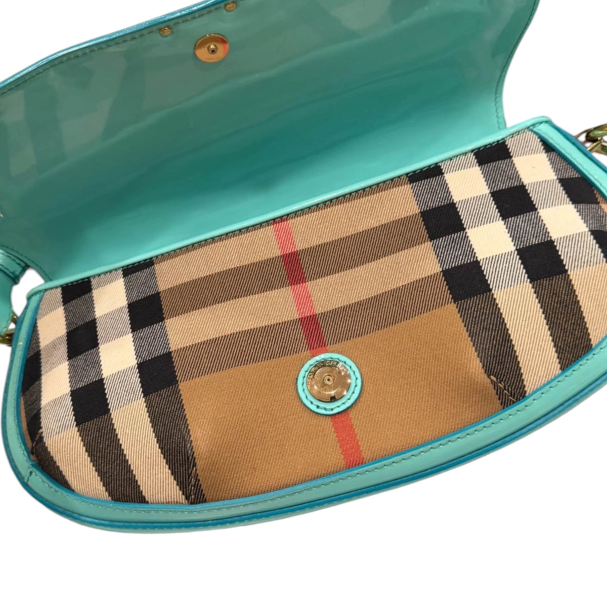 Burberry Prorsum Turquoise Lattice Check Shoulder Bag