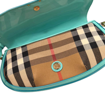 Burberry Prorsum Turquoise Lattice Check Shoulder Bag