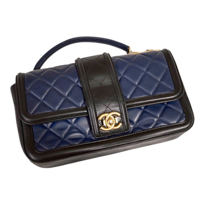 Chanel Navy & Black Quilted Top-Handle Flap Bag