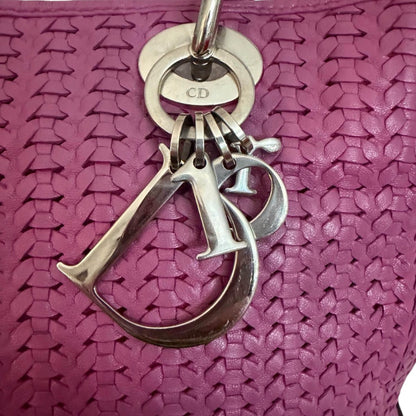 Rare Christian Dior Woven Lady Dior Tote in Fuchsia Pink