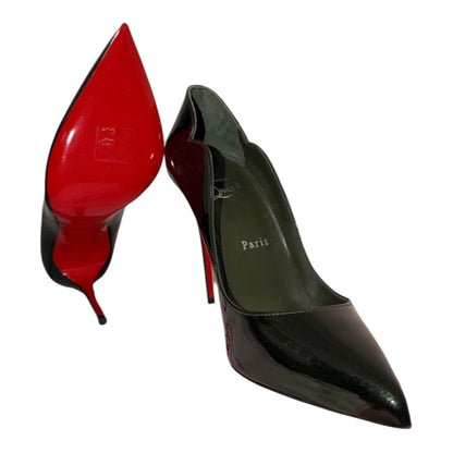 Christian Louboutin Dark Green Patent Leather Pointed-Toe Pumps