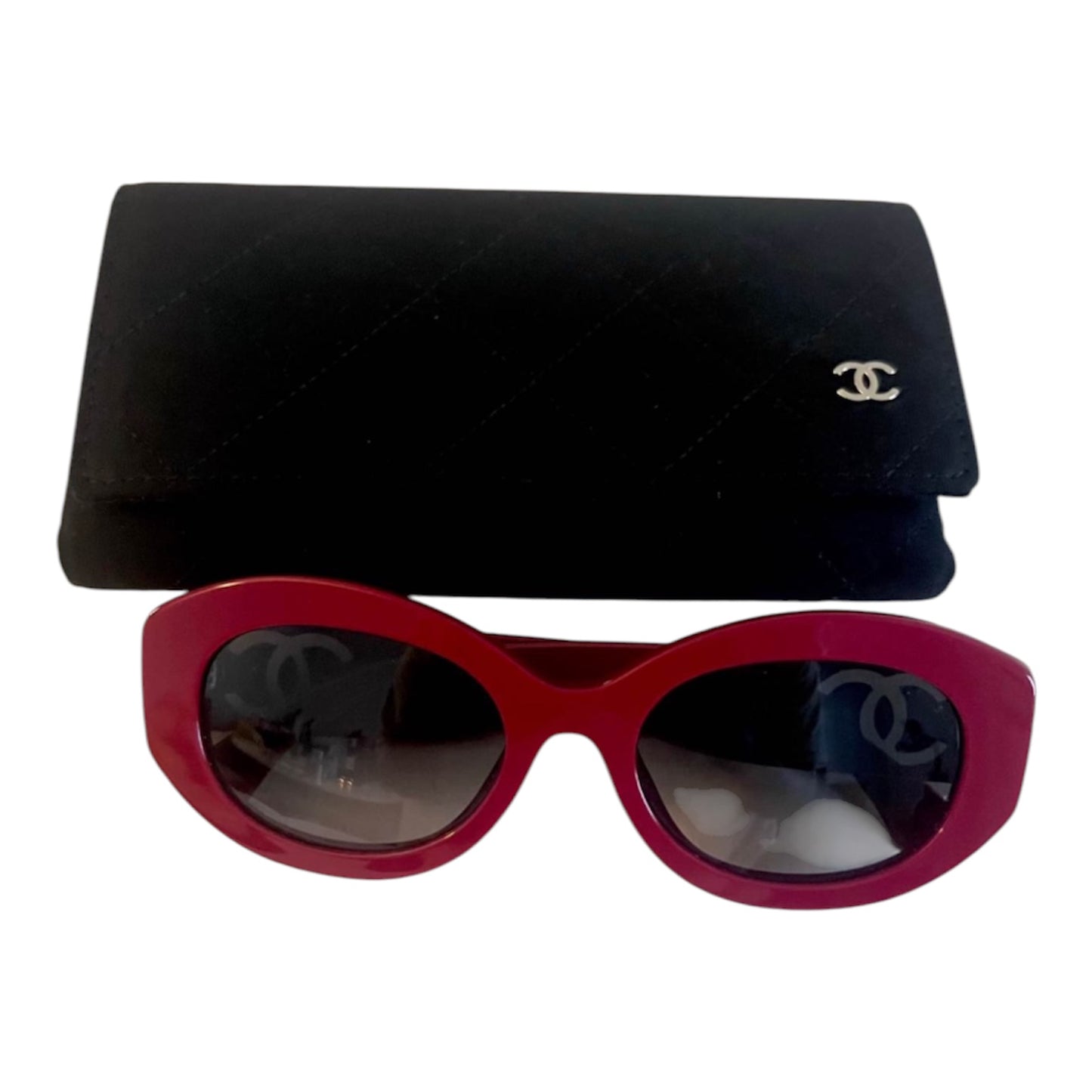 Chanel Red Oval Sunglasses