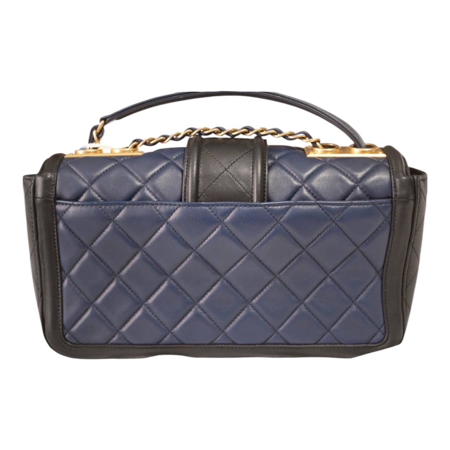 Chanel Navy & Black Quilted Top-Handle Flap Bag