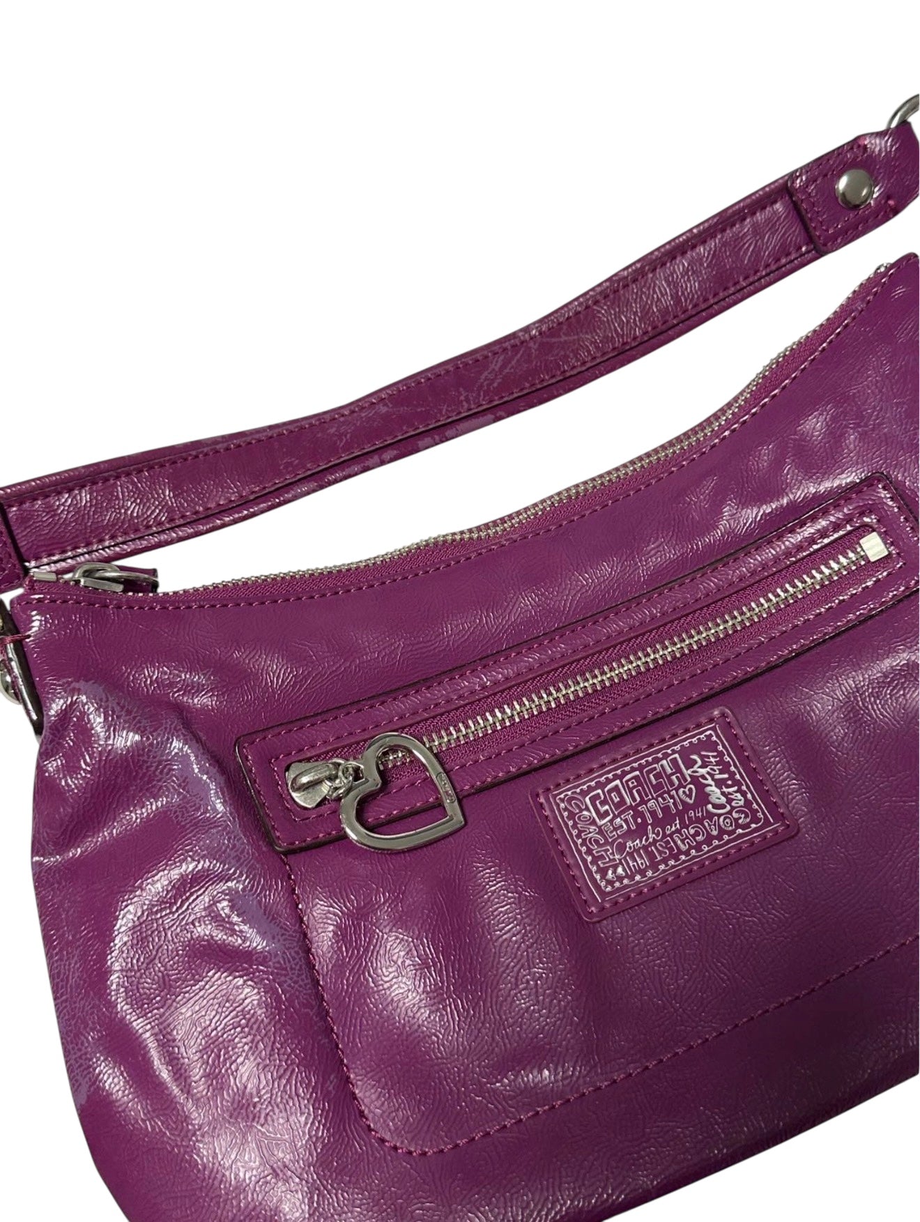 Coach Leather Shoulder Bag w/ Heart Charm