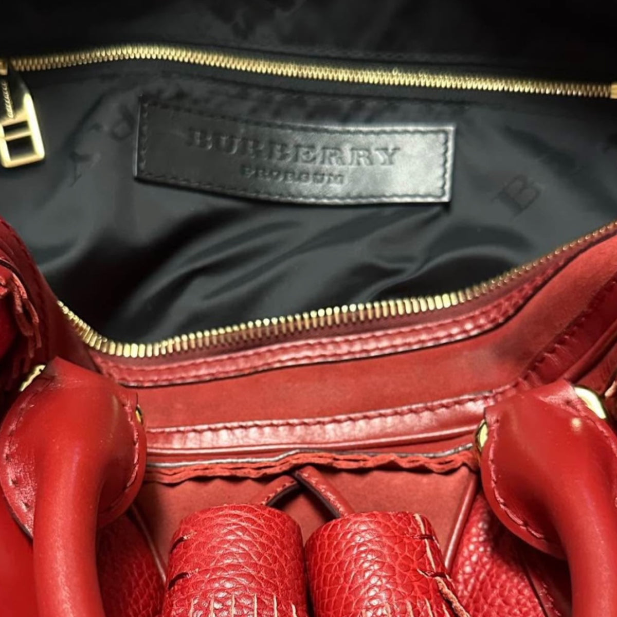 Burberry Prorsum Red Leather Tassel Satchel